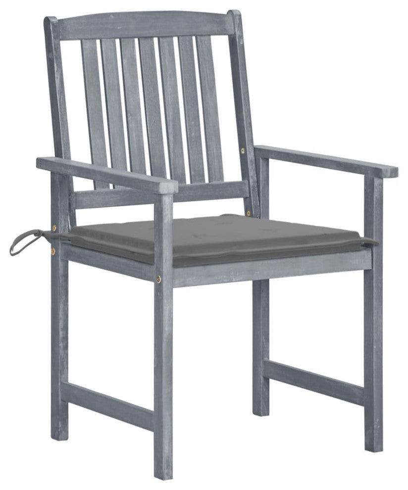 Vidaxl Garden Chairs With Cushions, Set of 8, Solid Acacia Wood Gray