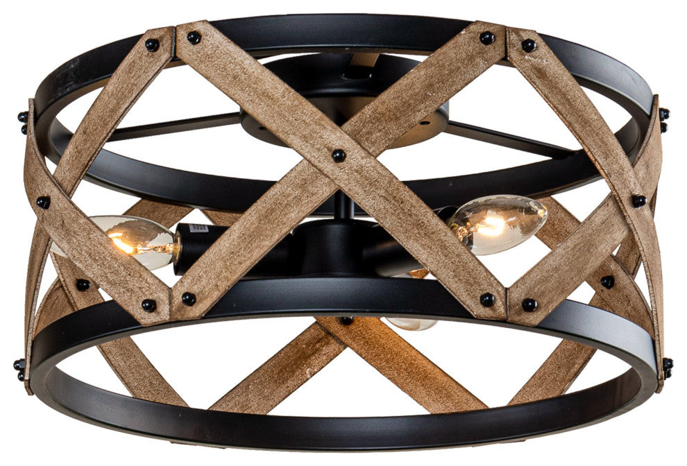 3-light Cicle Wood Rustic Chandelier