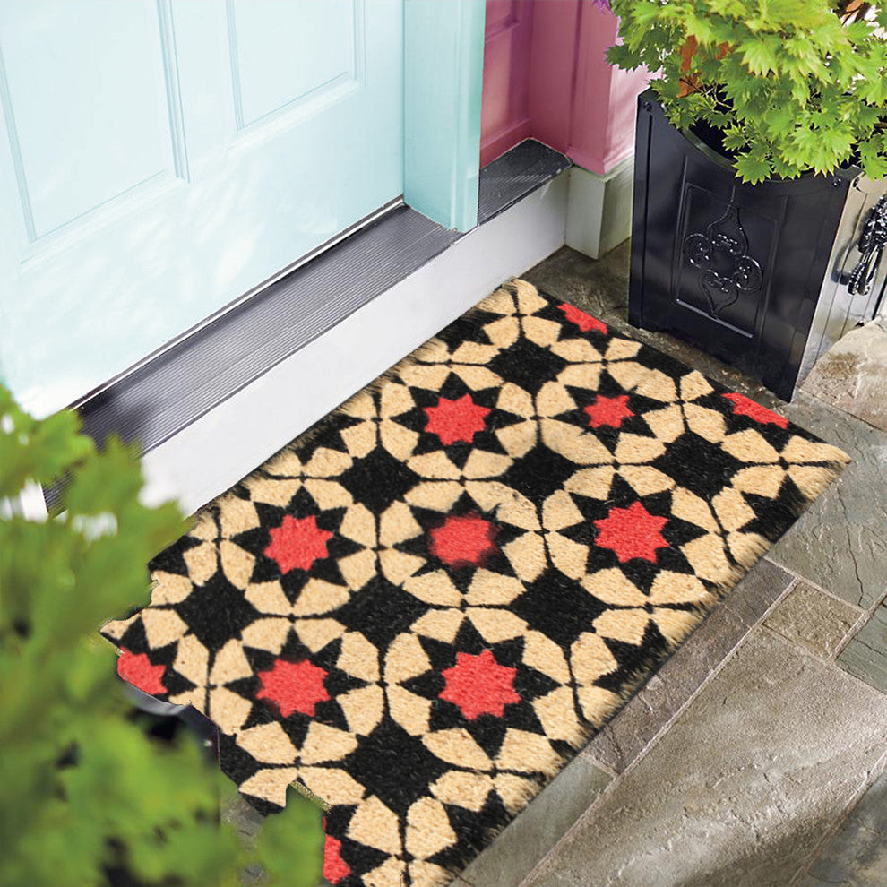 A1HC First Impression Payton Geometric Welcome 18"x30" Coir Doormat