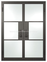 French Door 61"X81", Flat Black, Clear Glass, Left Hand Inswing with Locks