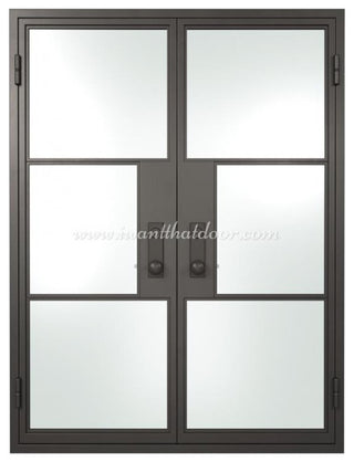 French Door 61"X81", Flat Black, Clear Glass, Left Hand Inswing with Locks