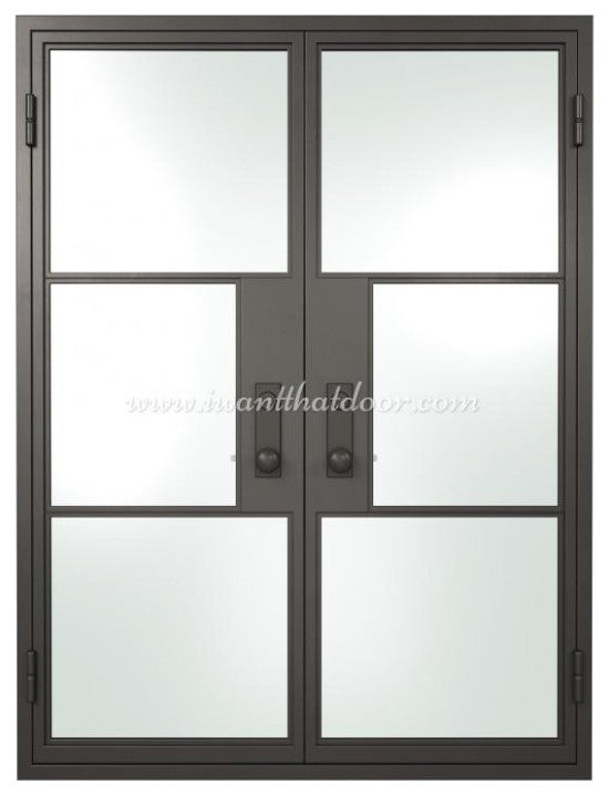 French Door 61"X81", Flat Black, Clear Glass, Left Hand Inswing with Locks