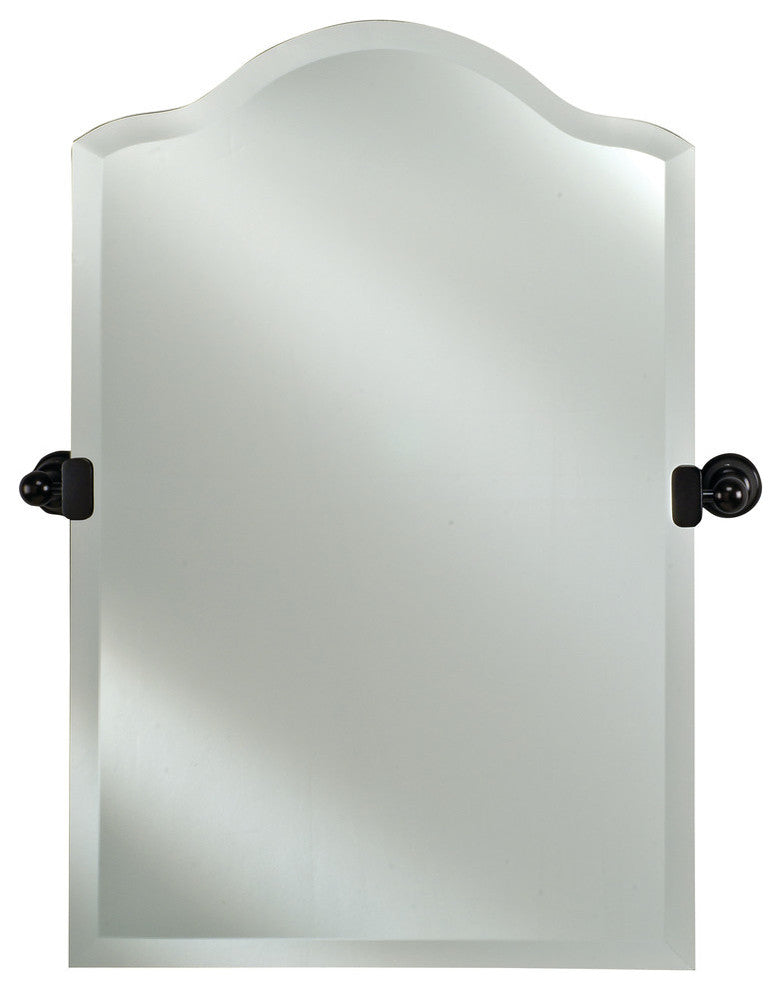 Scallop Frameless Bevel Mirrors w/ Tilt Brackets, Polished Chrome, 24"x35"