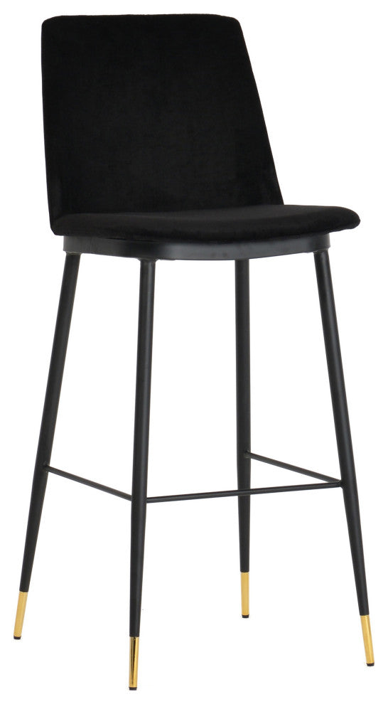 Evora Black Velvet Counter Stool (Set of 2) - Black