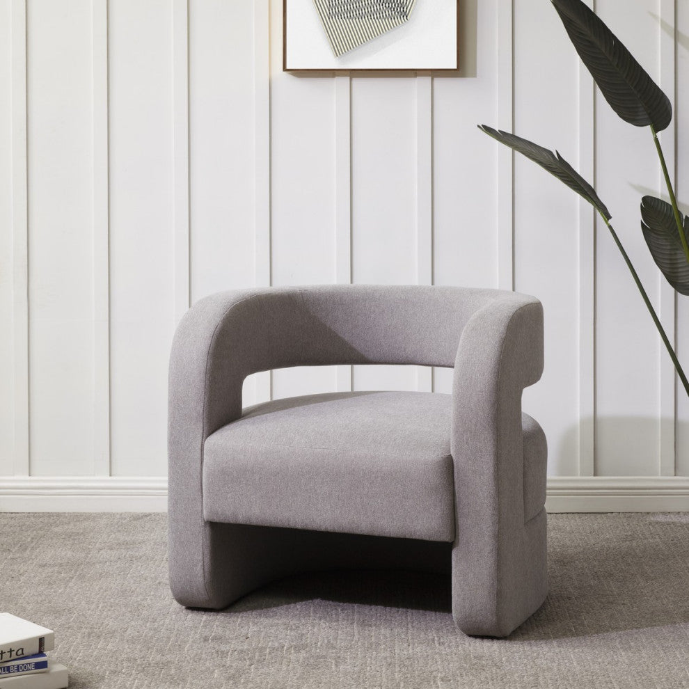 Safavieh Couture Anissa Barrel Back Accent Chair, Light Grey