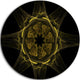 Glowing Golden Radial Fractal Flower Art, Floral Round Artwork, 36"