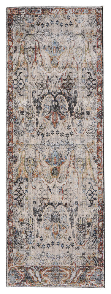Claymore R39P2 Transitional/Bohemian & Vintage Runner, Gray/Rust, 2'6"x7'3"