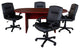 5-Piece Oval Conference Table Set With 4 LeatherSoft-Padded Task Chairs, Mahogan