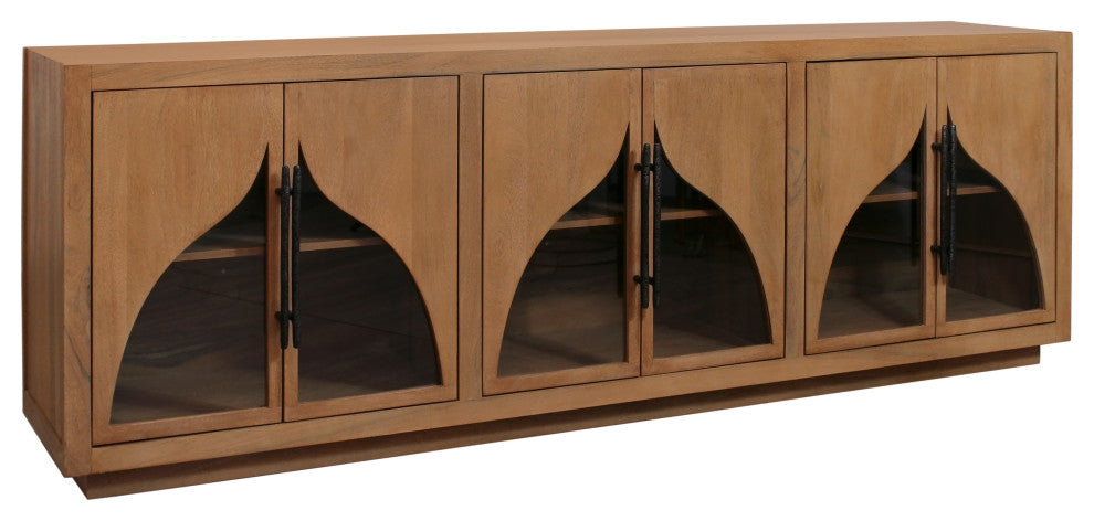 Kate 6-Door Solid Wood Sideboard With Acacia Wood, Natural Finish