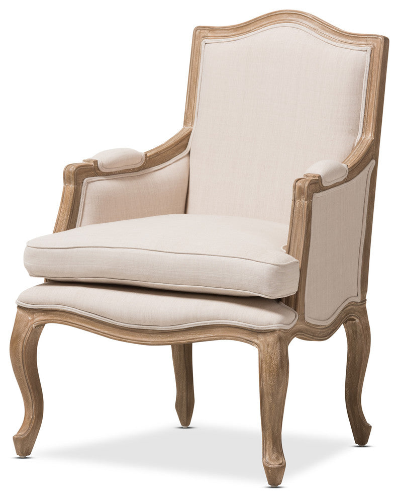 Nivernais Wood Traditional French Accent Chair
