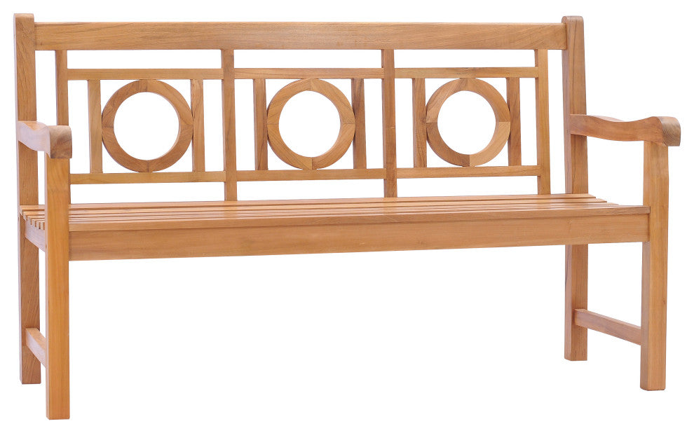 Teak Wood Double-O Outdoor Patio Bench, 5 Foot, made from A-Grade Teak Wood