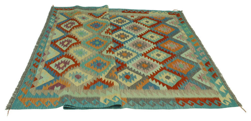Sangat Kilim Frayne Blue/Rust Rug, 6'5x9'7