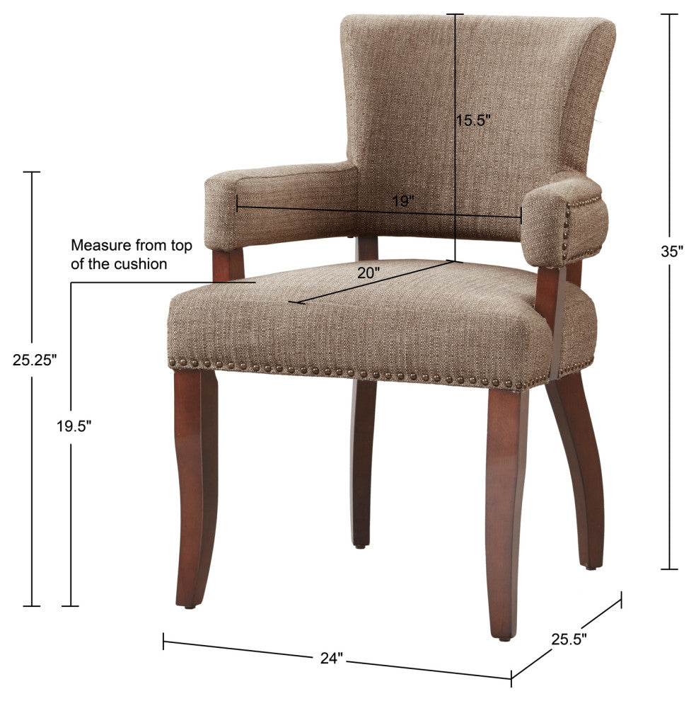 Madison Park Armed Transitional Dining Chair, Brown