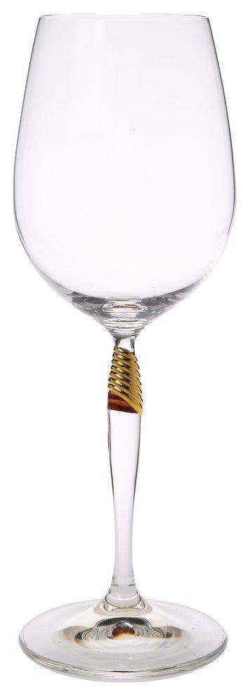 Classic Touch Water Glasses With Gold Detail On Stem, Set of 6