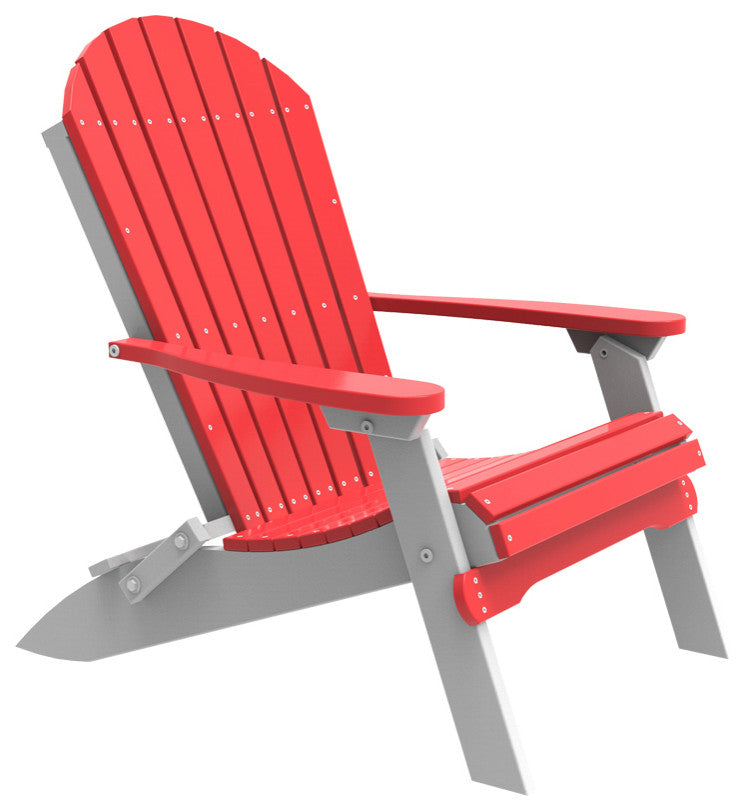 Poly Folding Adirondack Chair, Red & White