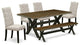 6-Piece Set, Doeskin Linen Fabric Seat Chairs, Bench and Table