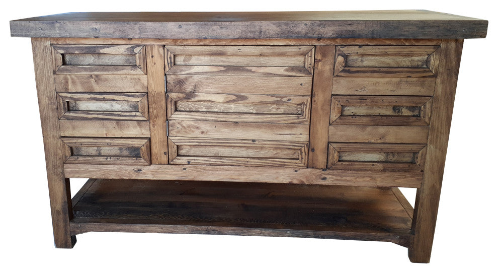 Wilcox Reclaimed Wood Rustic Bathroom Vanity, 60 X 20 X 32