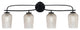 Cavella 4 Light Bath Bar, Matte Black Finish, 5" Silver Textured Glass