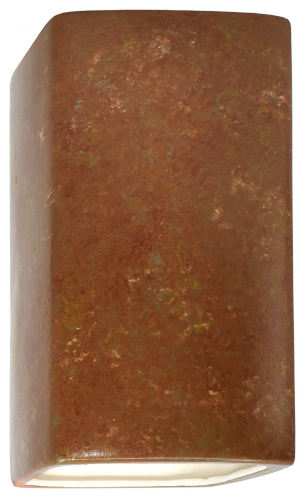 Ambiance, Small ADA Rectangle, Closed Top Wall Sconce, Rust Patina