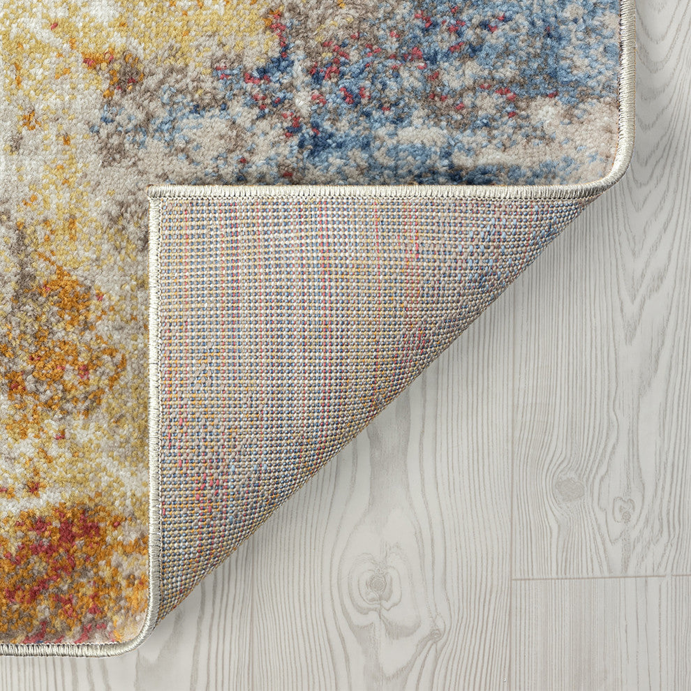 Clive Contemporary Abstract Area Rug, Multi & Blue, 8'10'' X 12'2''