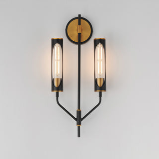 Maxim 16170 Regent 2 Light 23" Tall LED Bathroom Sconce - Black / Antique Brass