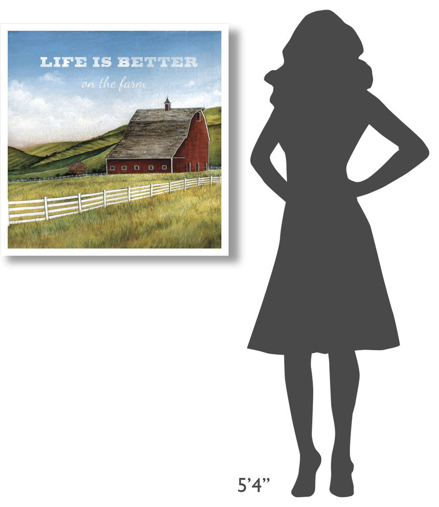 "Old Red Barn with Words" Digital Paper Print by David Carter Brown, 32"x32"