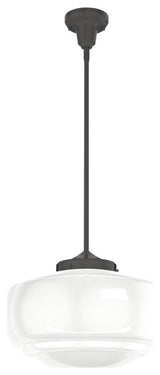 Hunter 16" Saddle Creek Noble Bronze 1-Light Cased White Glass Pendant Fixture