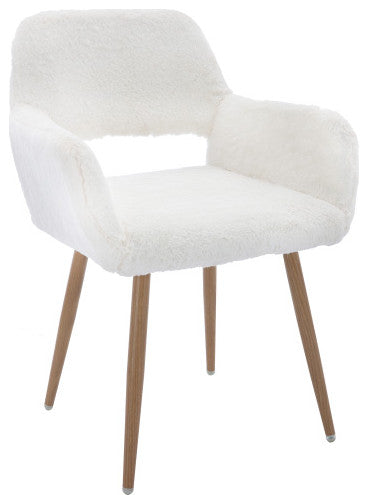 Dining Chairs With Faux Fur, Mid Century Side Chairs With Solid Steel Leg