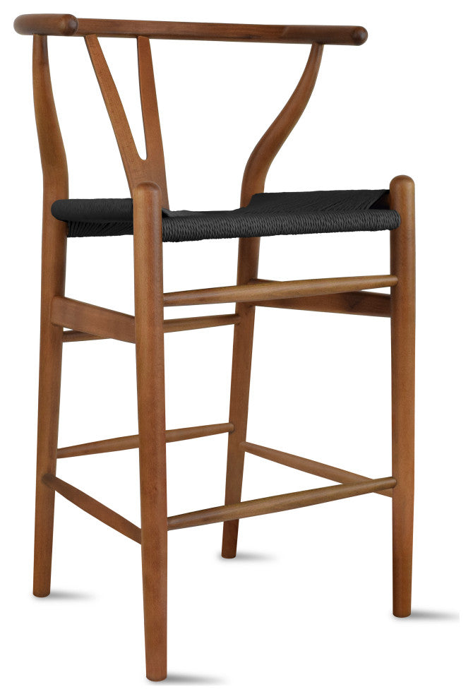 Solid Wood Natural Counter Height with Y Back Woven Black Seat Fully Assembled, Espresso