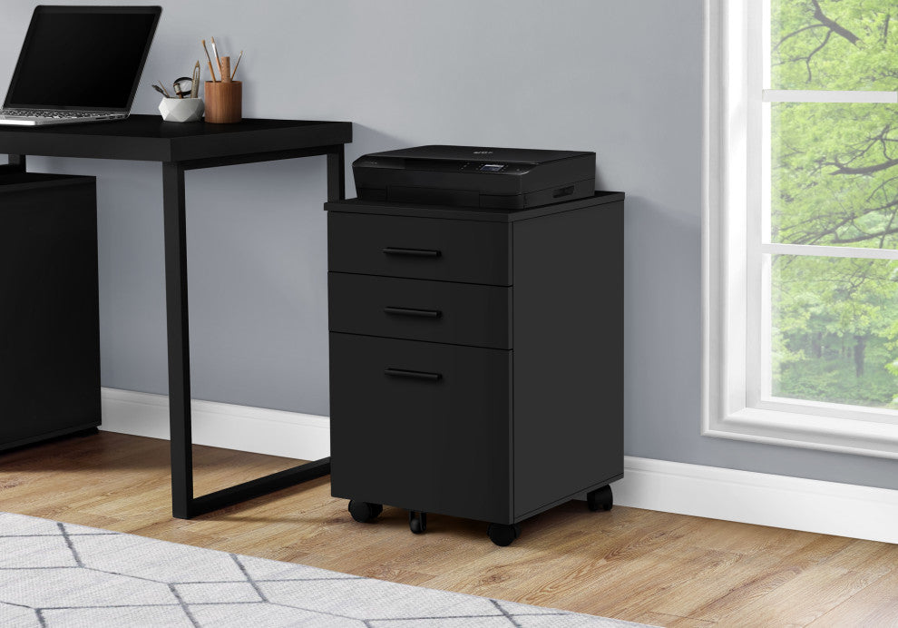 File Cabinet,Rolling Mobile, Storage Drawers, Printer Stand, Office, Work, Black