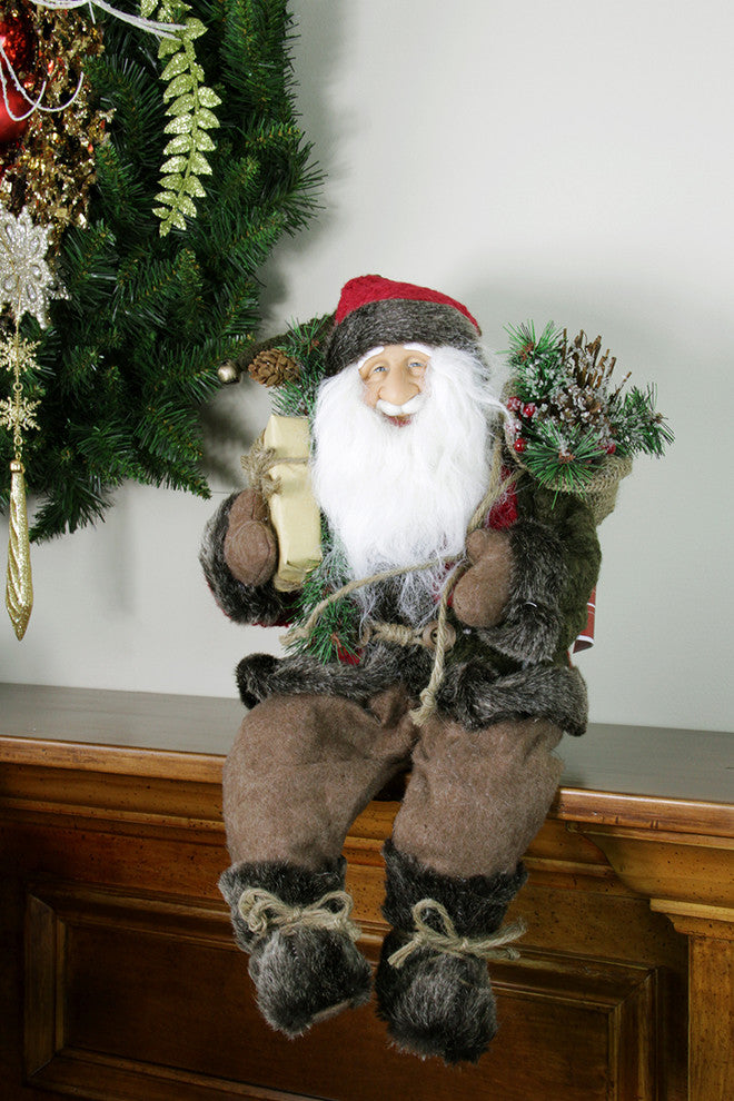 16" Sitting Country Santa Claus