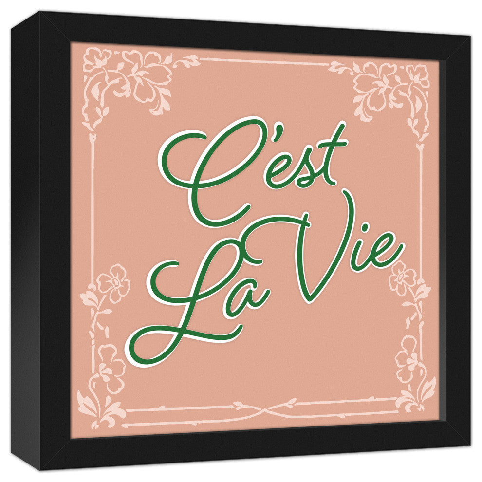 C'est LA Vie Script 12x12 Black Framed Canvas