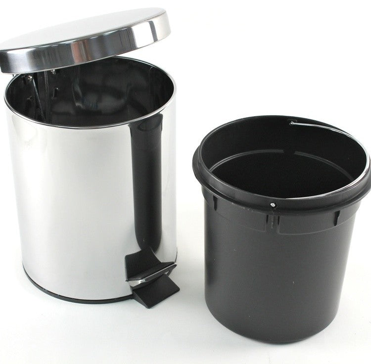 Round Polished Chrome Waste Bin With Pedal