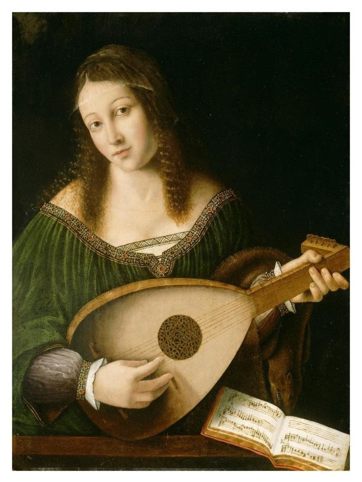 "Lady Playing a Lute" Paper Print by Bartolomeo Veneto and workshop, 26"x34"