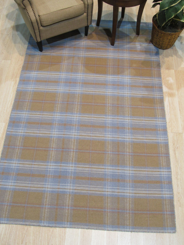 Gold Transitional Geometric Plaid Area Rug