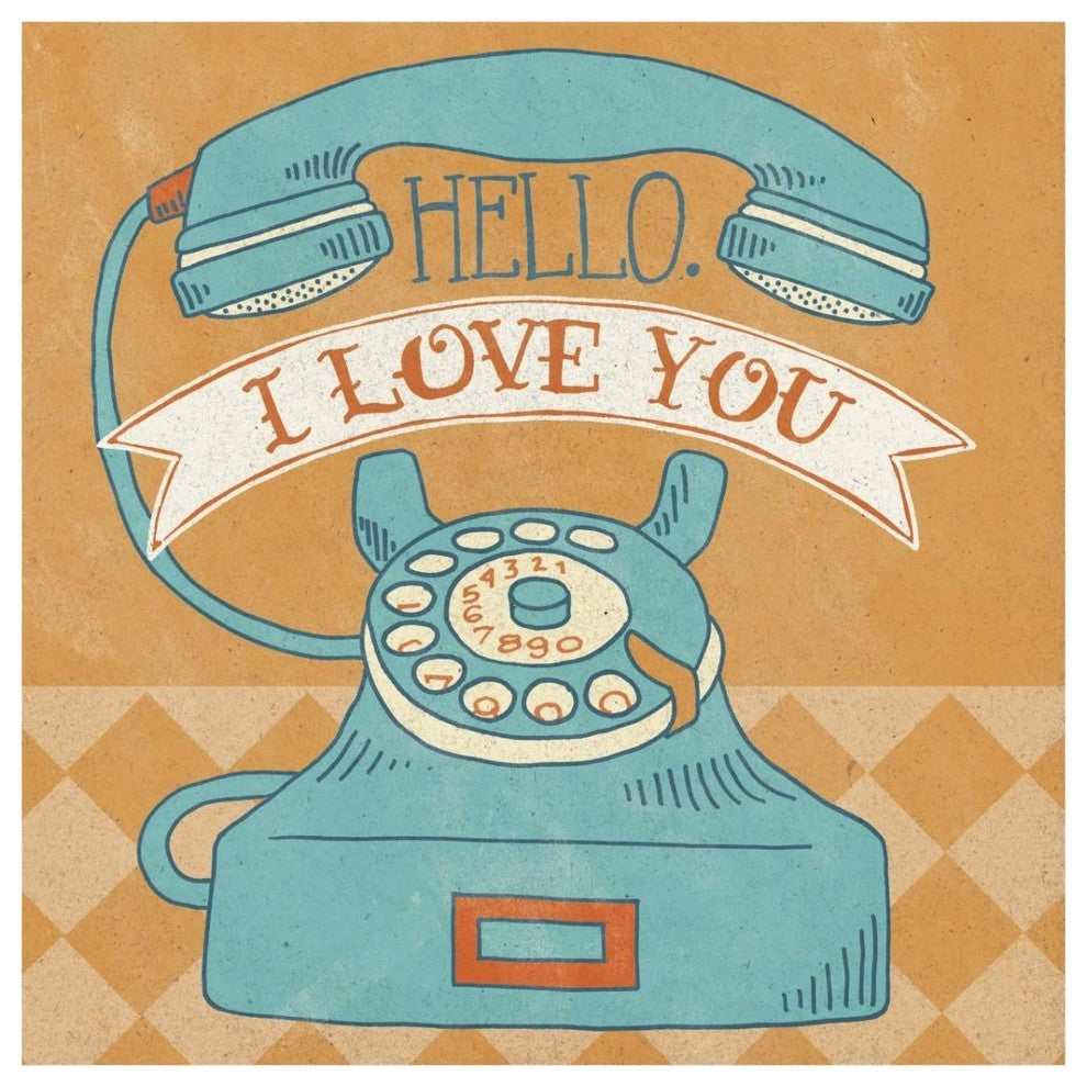 "Hello I Love You Orange" Digital Paper Print by Mary Urban, 32"x32"