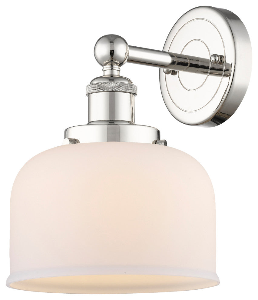 Large Bell 1-Light 7" Sconce, Polished Nickel Finish, Matte White Shade