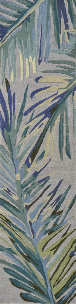 HomeRoots 2' x 10' Runner Wool Grey or Blue Area Rug