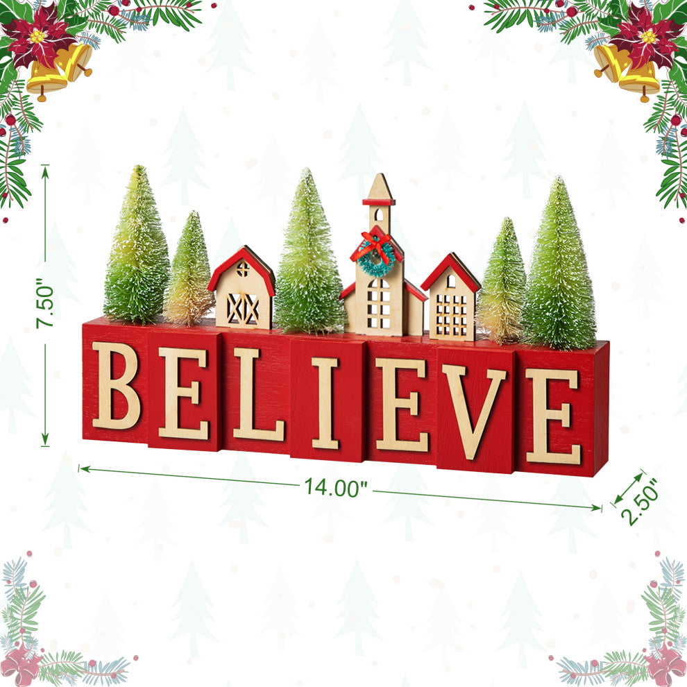 14"L Christmas Wooden Table Decor