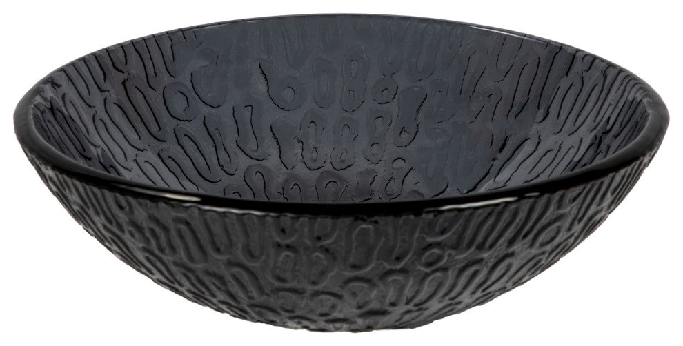 Eden Bath EB_GS43 Round Freeform Hoops Glass Vessel Sink In Charcoal Gray
