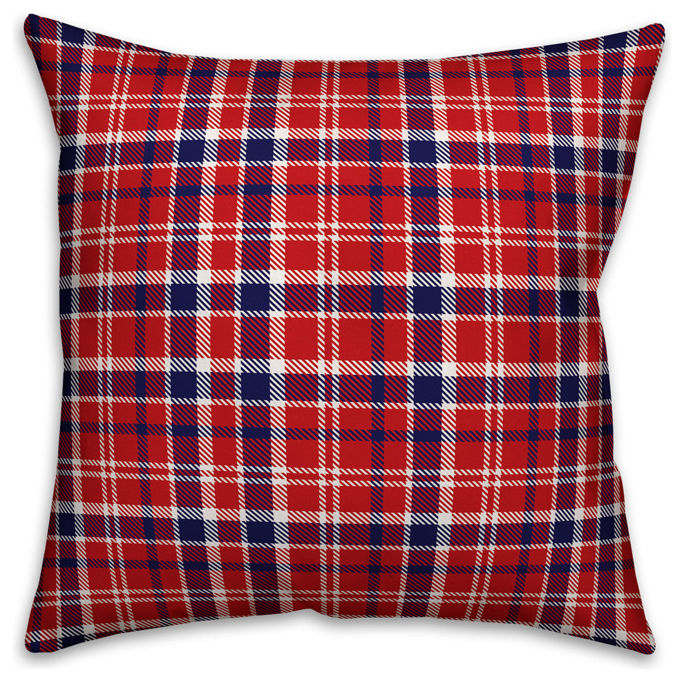 Blue and Red Plaid 18x18 Throw Pillow