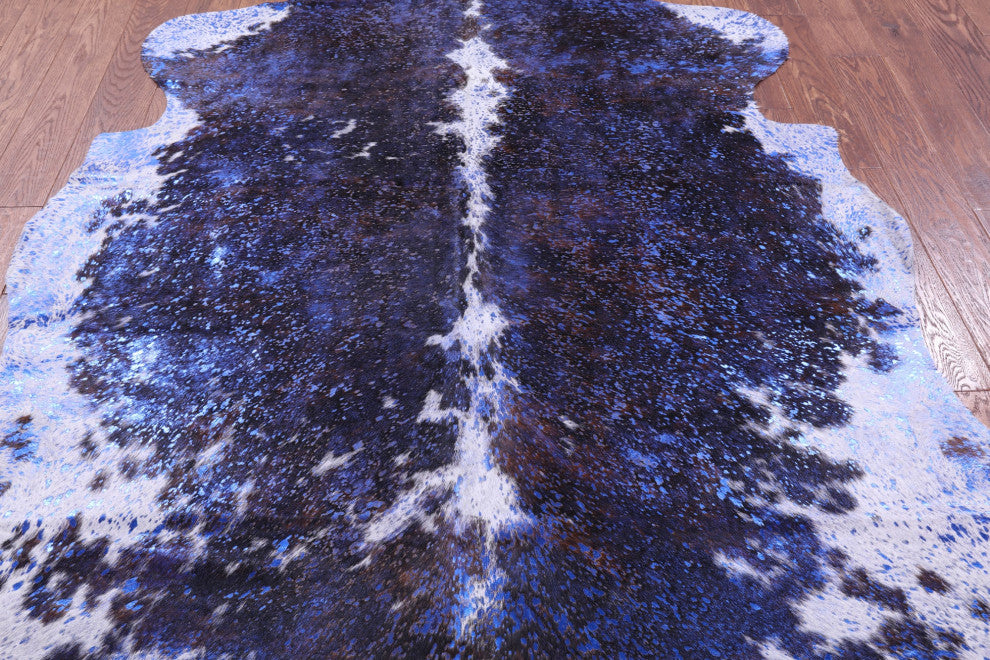 Blue Metallic Cowhide Rug 6' 9" X 6' 0" C2126