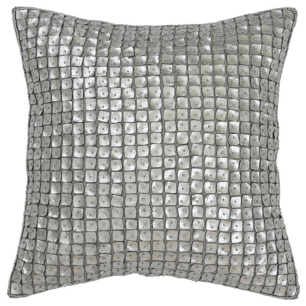 Mother of Pearl Pillow Cover, Silver