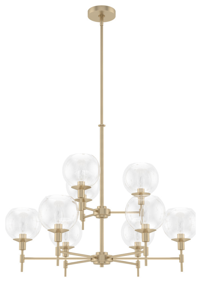 Xidane Alturas Gold, Clear Glass 9-Light 2 Tier Chandelier