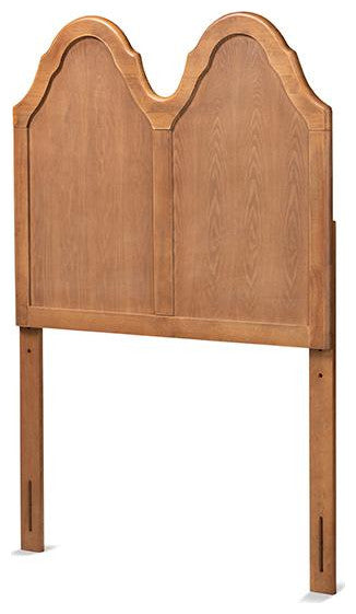 Traditional Ash Walnut Finished Wood Twin Size Arched Headboard