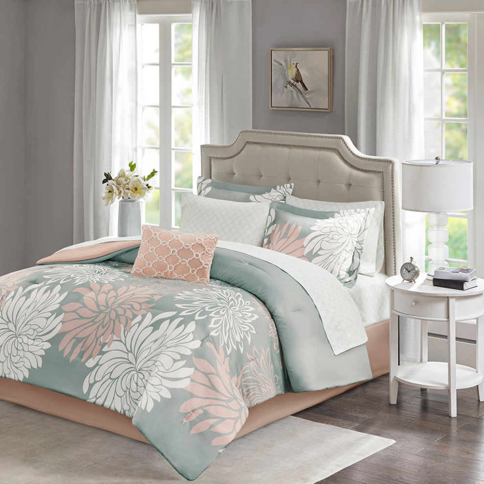 Madison Park Essentials Maible 9 Piece Comforter Set With Cotton Bed Sheets