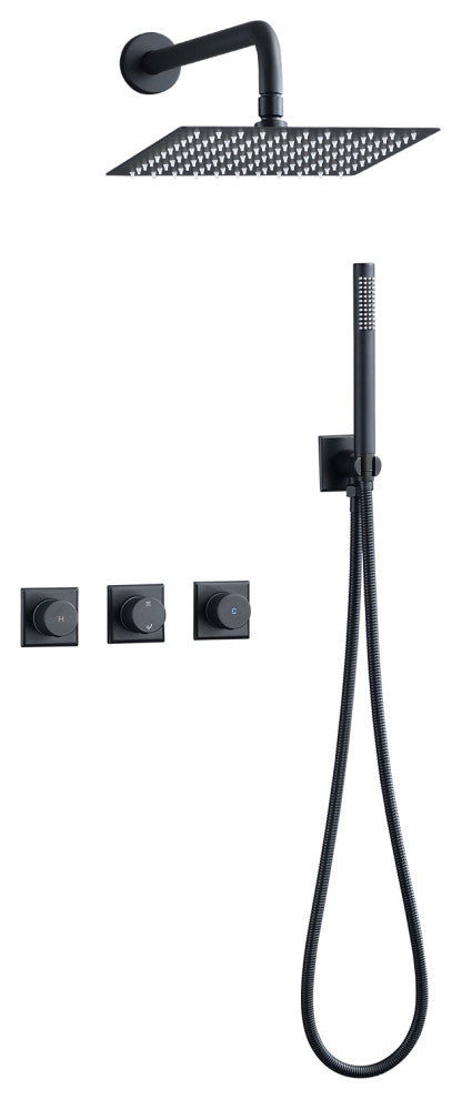 10" wall-mounted rain shower head set, Matte Black