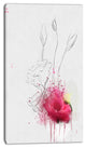 Rose Flowers Sketch with Color Splashes, Floral Canvas Art Print, 16"x32"