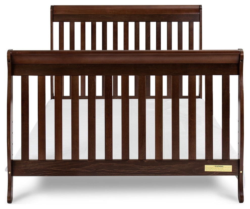 Baby Mile Eve 4-in-1 Convertible Crib With Guardrail, Espresso