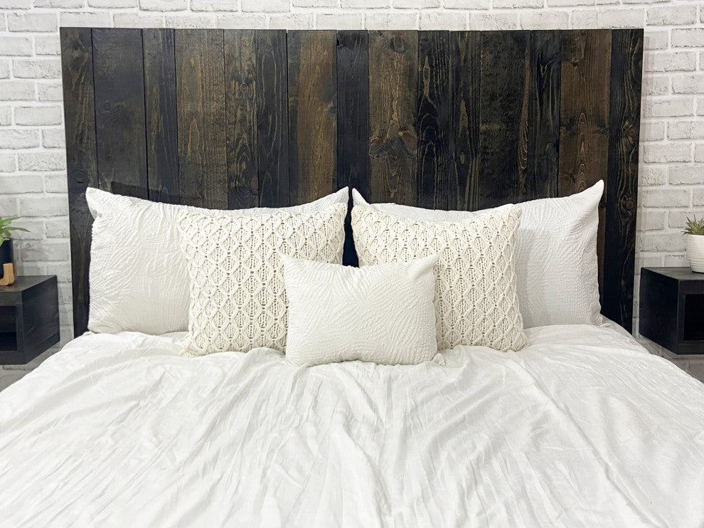 Handcrafted Headboard, Hanger Style, Black Barrel, Full